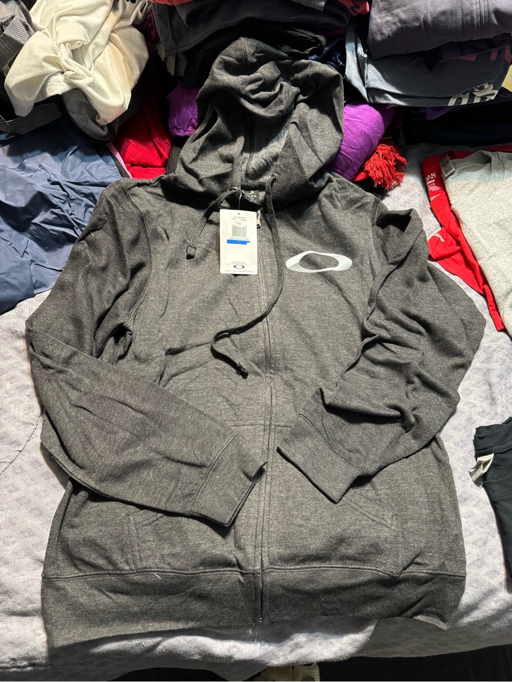 Oakley Dark Gray Full-Zip Bomber Hoodie Jacket (NWT)